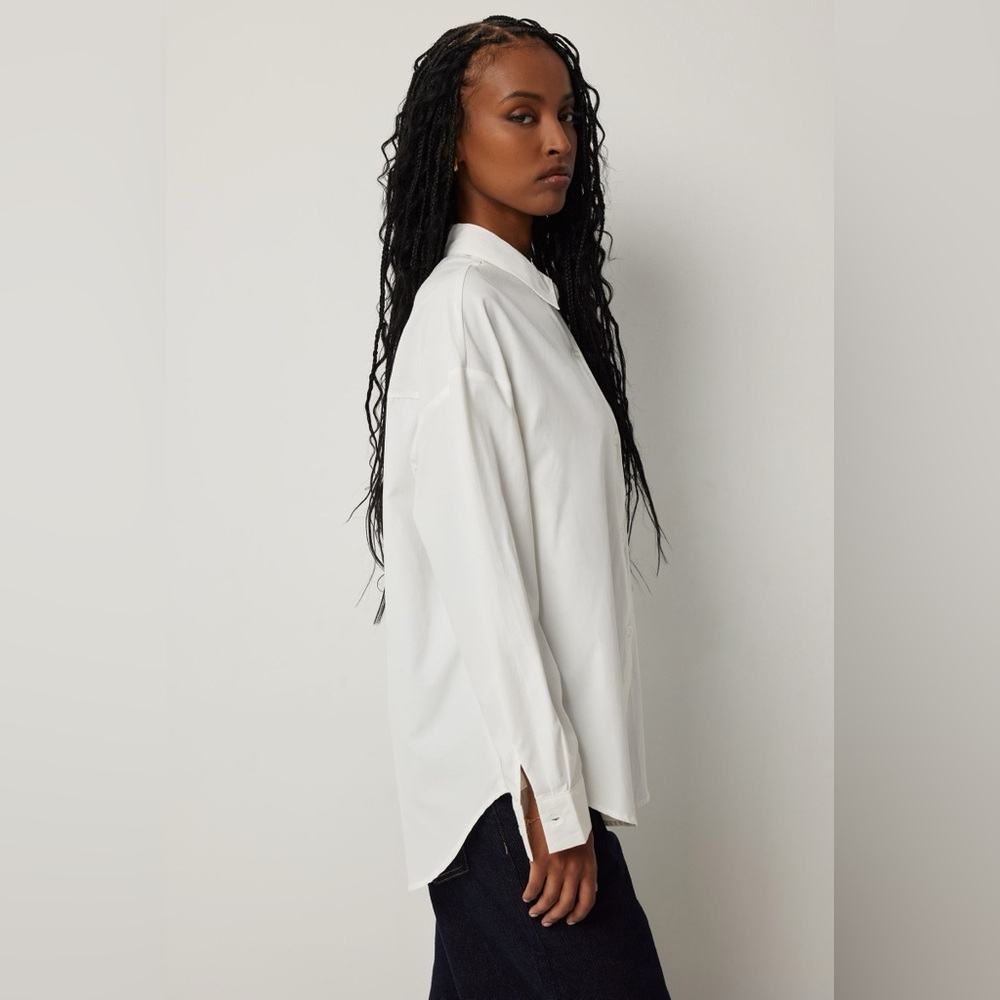 Sz XS-S Ardene women’s Oversized Shirt Ardene Classic White Longsleeve pleated - Picture 2 of 16